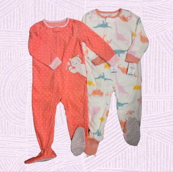 Carter's Fleece 2T Zipper Footed PJs - Picture 1 of 4